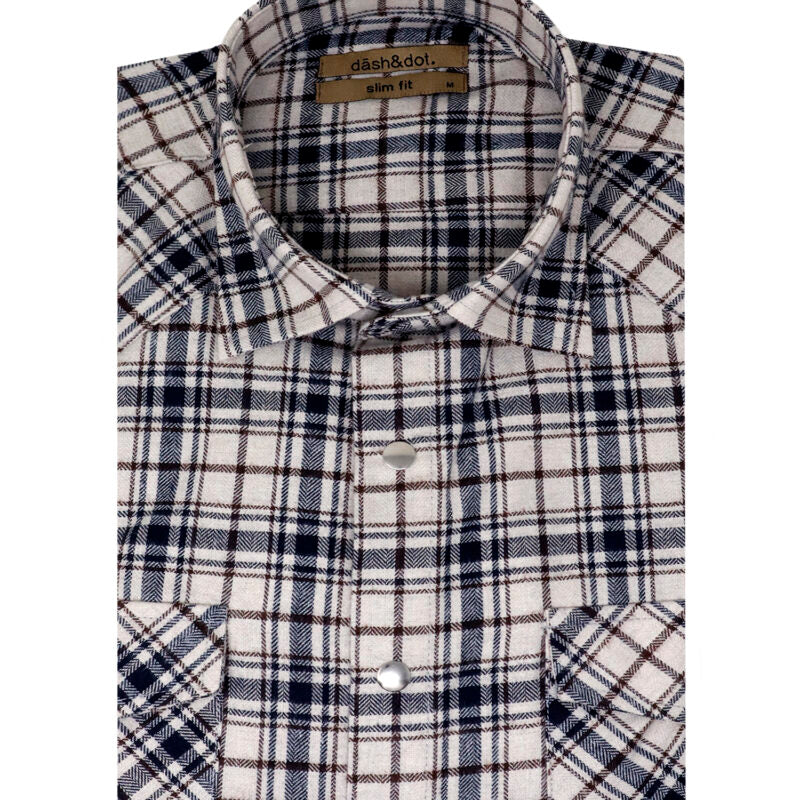 Πουκάμισο Φανέλα Καρό Dash&Dot - Μπέζ