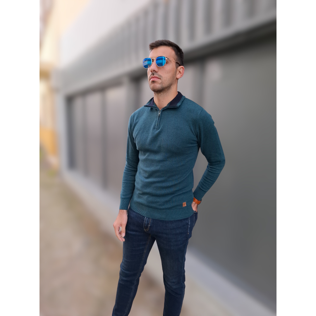 Μπλούζα Zipper Frankie Denim - Κυπαρισσί