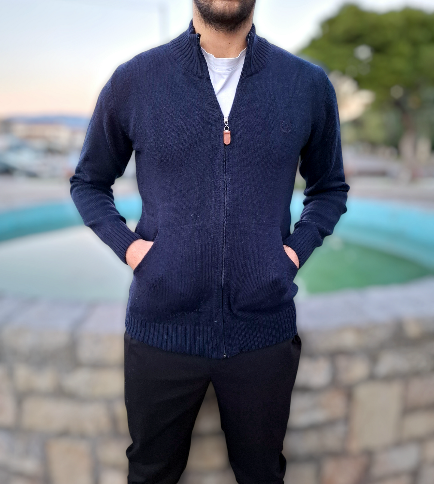 Ζακέτα Μάλλινη BISSARO - Navy