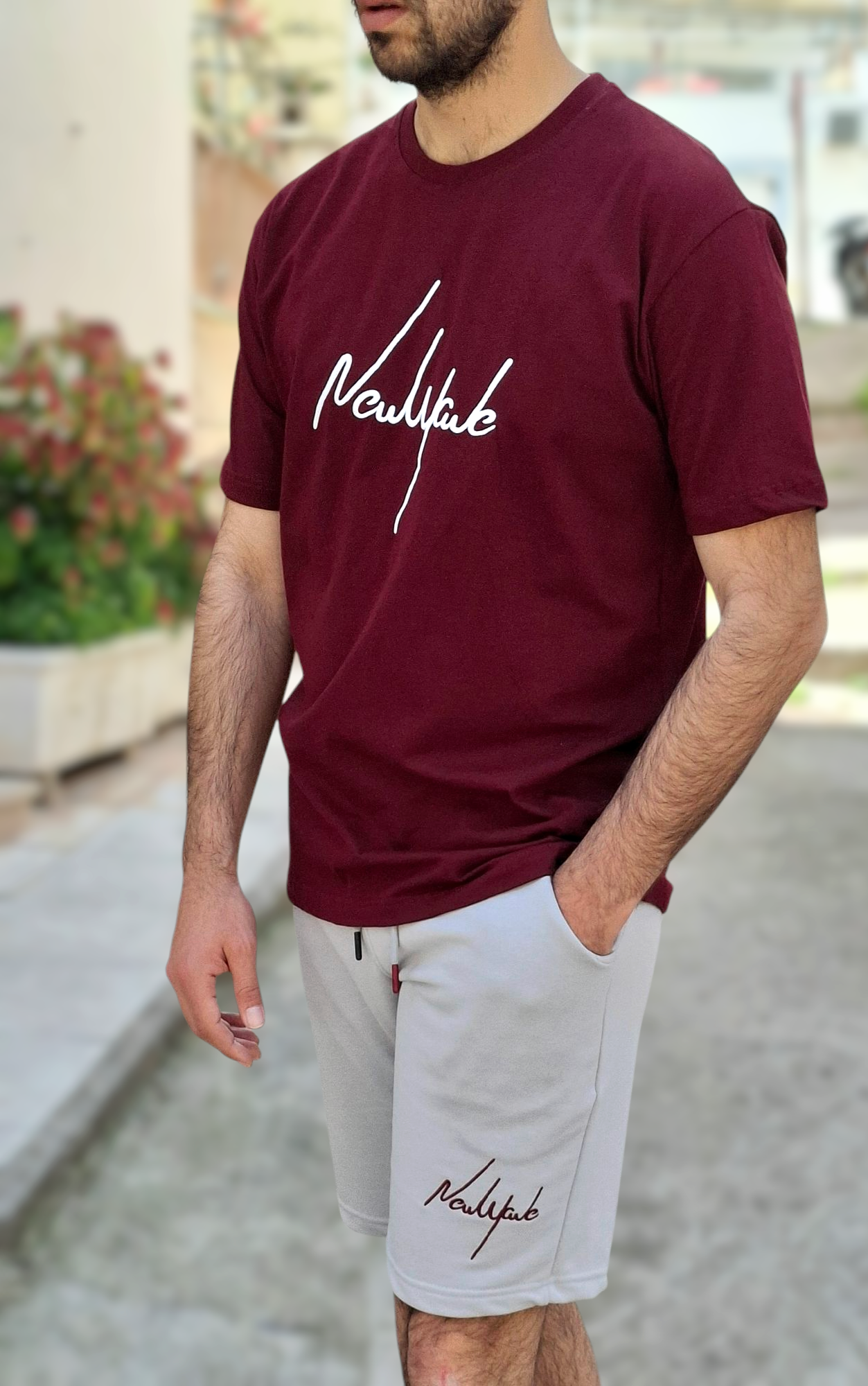 Oversize T-Shirt New Wave Logo - Μπορντό