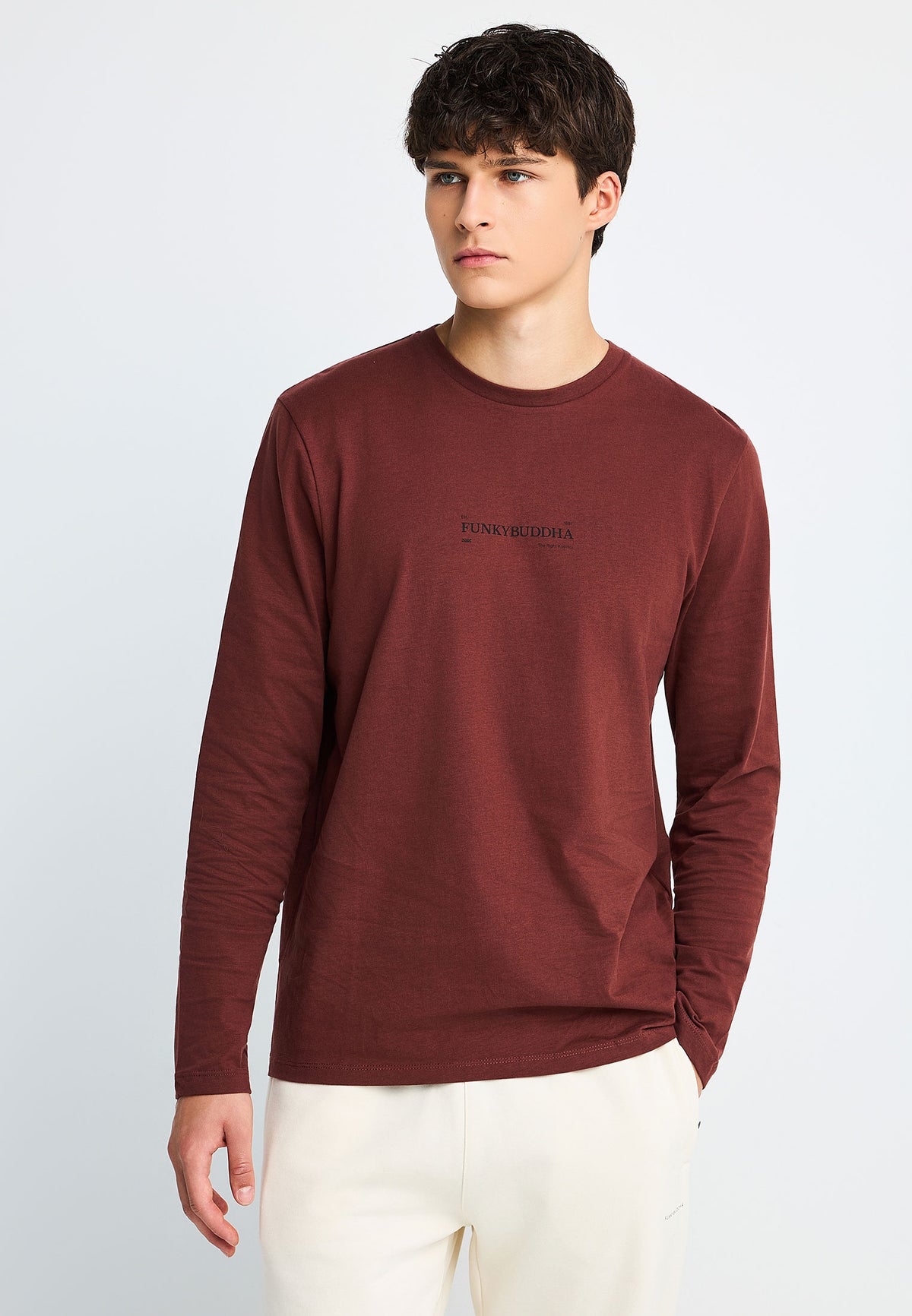 Ανδρική longsleeve Μπλούζα Funky Buddha Hot Chocolate