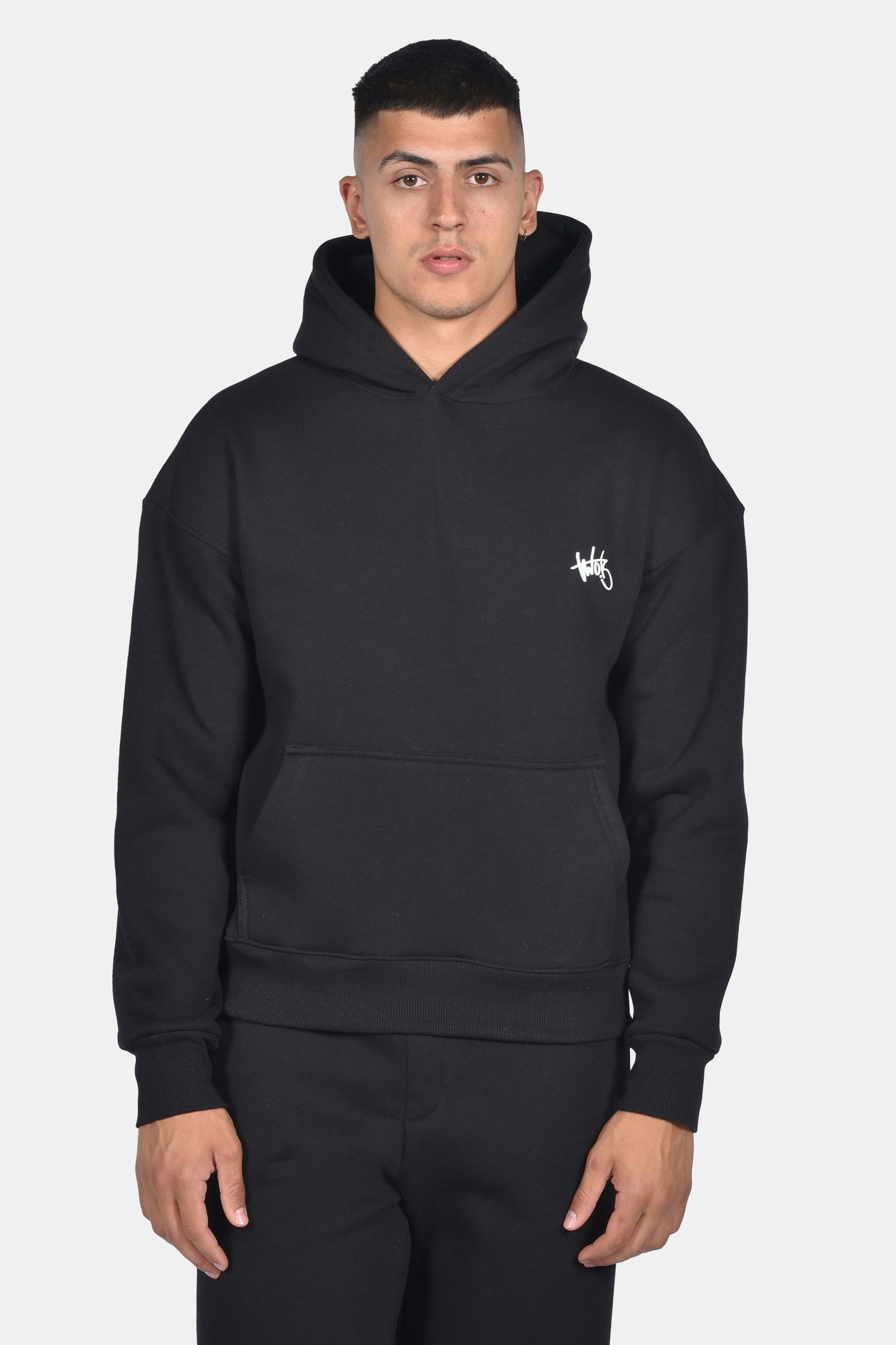 Oversize Hoodie Two Brothers Logo - Μαύρο
