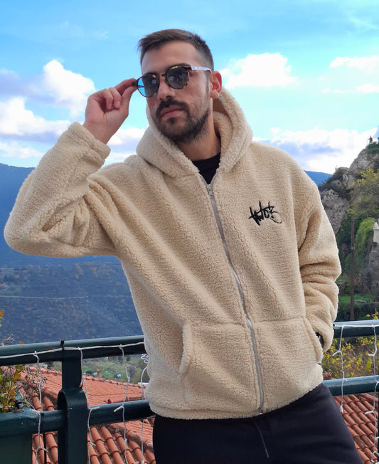 Ζακέτα Oversize Γουνάκι Two Brothers - Μπέζ