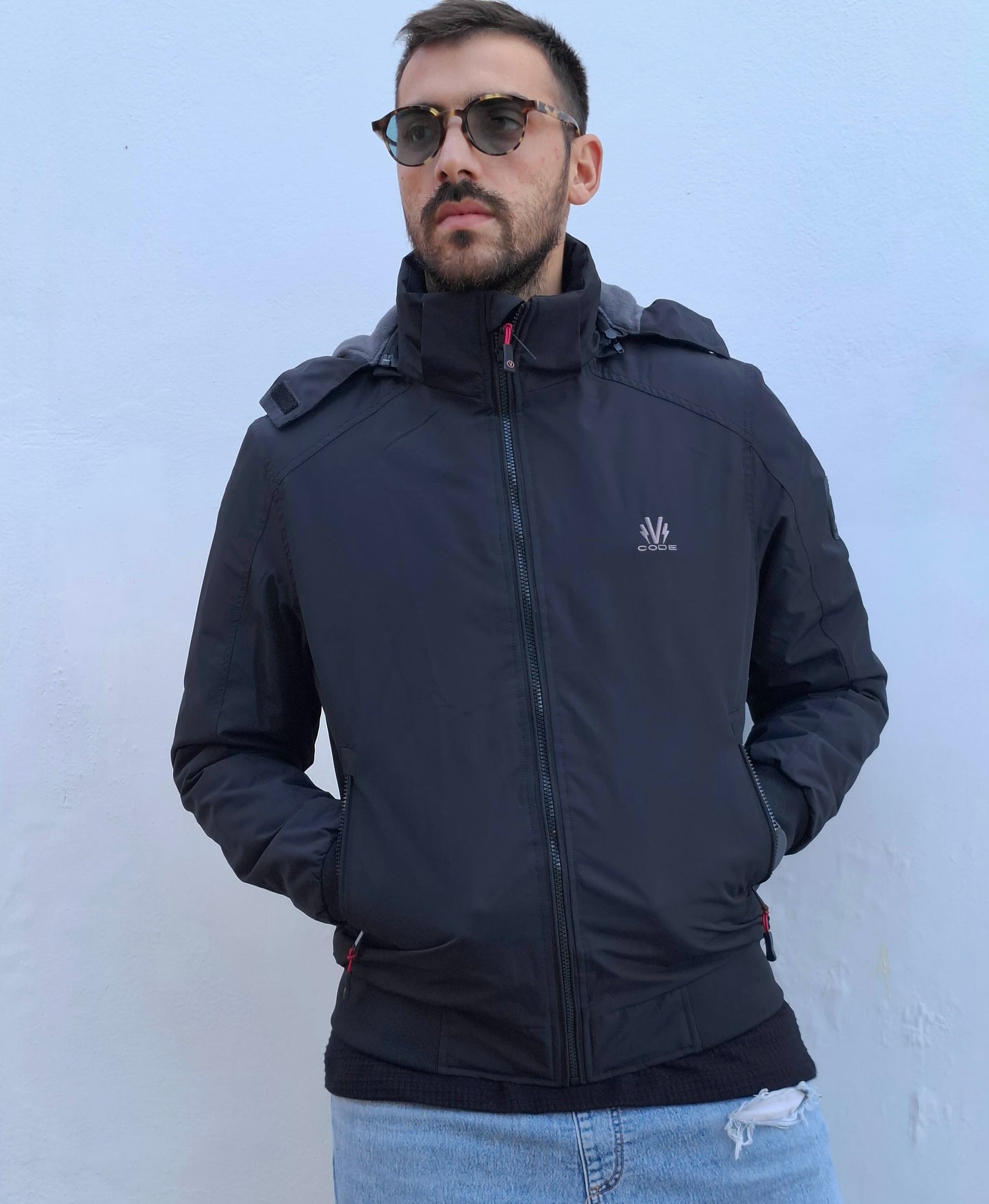 Ανδρικό Μπουφάν Slim Fit V-CODE 521 - Μαύρο