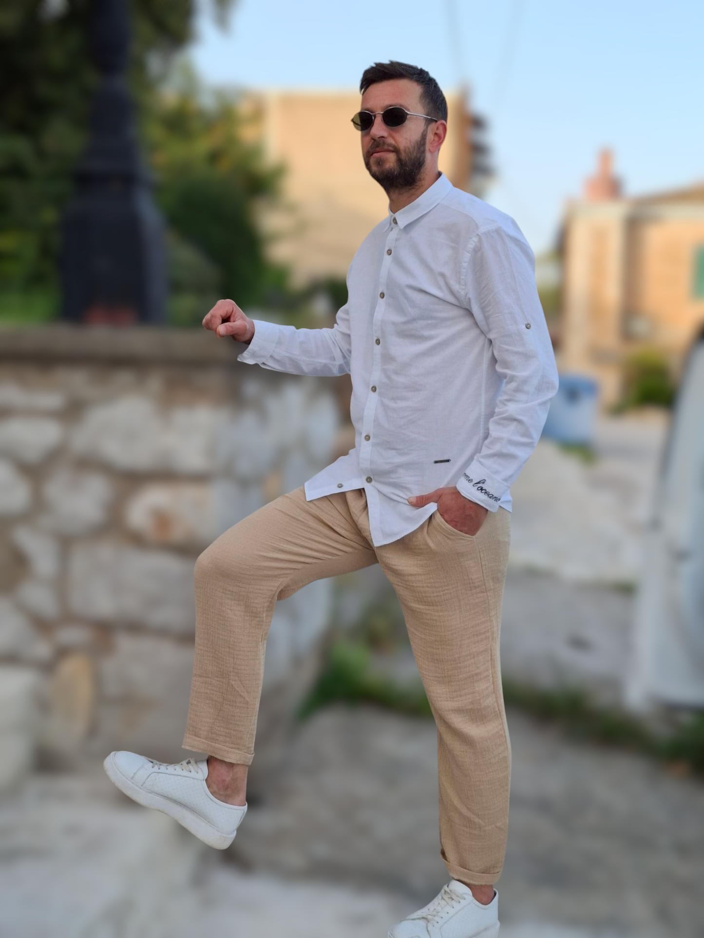 Πουκάμισο Λινό Island - Λευκό