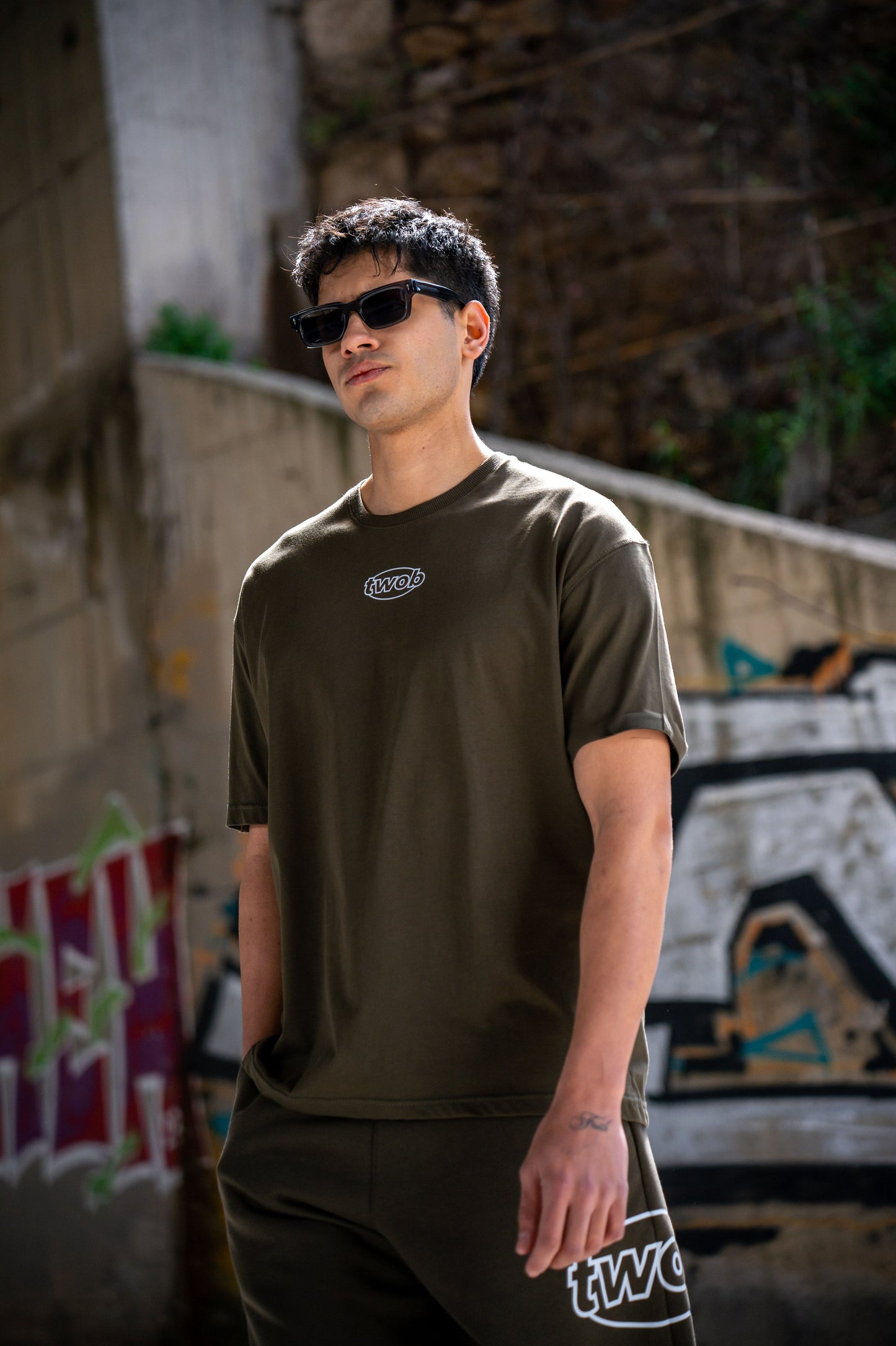 Ανδρικό Oversize T-Shirt Two Brothers Logo - Χακί
