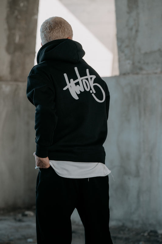 Oversize Hoodie Two Brothers Logo - Μαύρο
