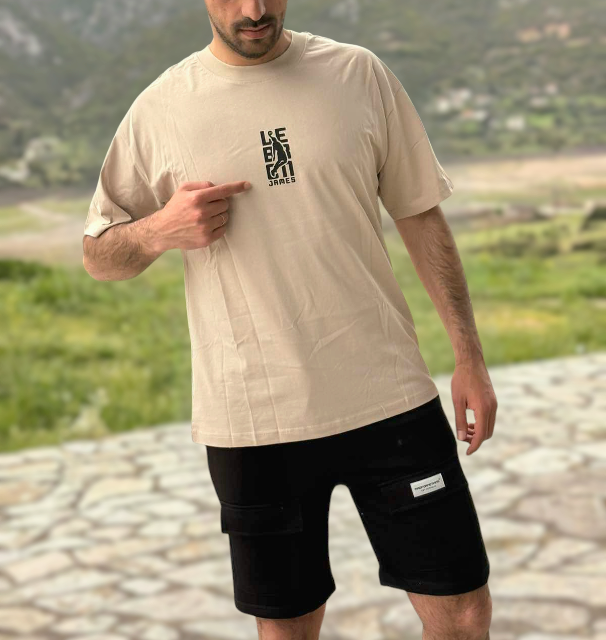 T-Shirt Oversize Lebron James - Μπεζ