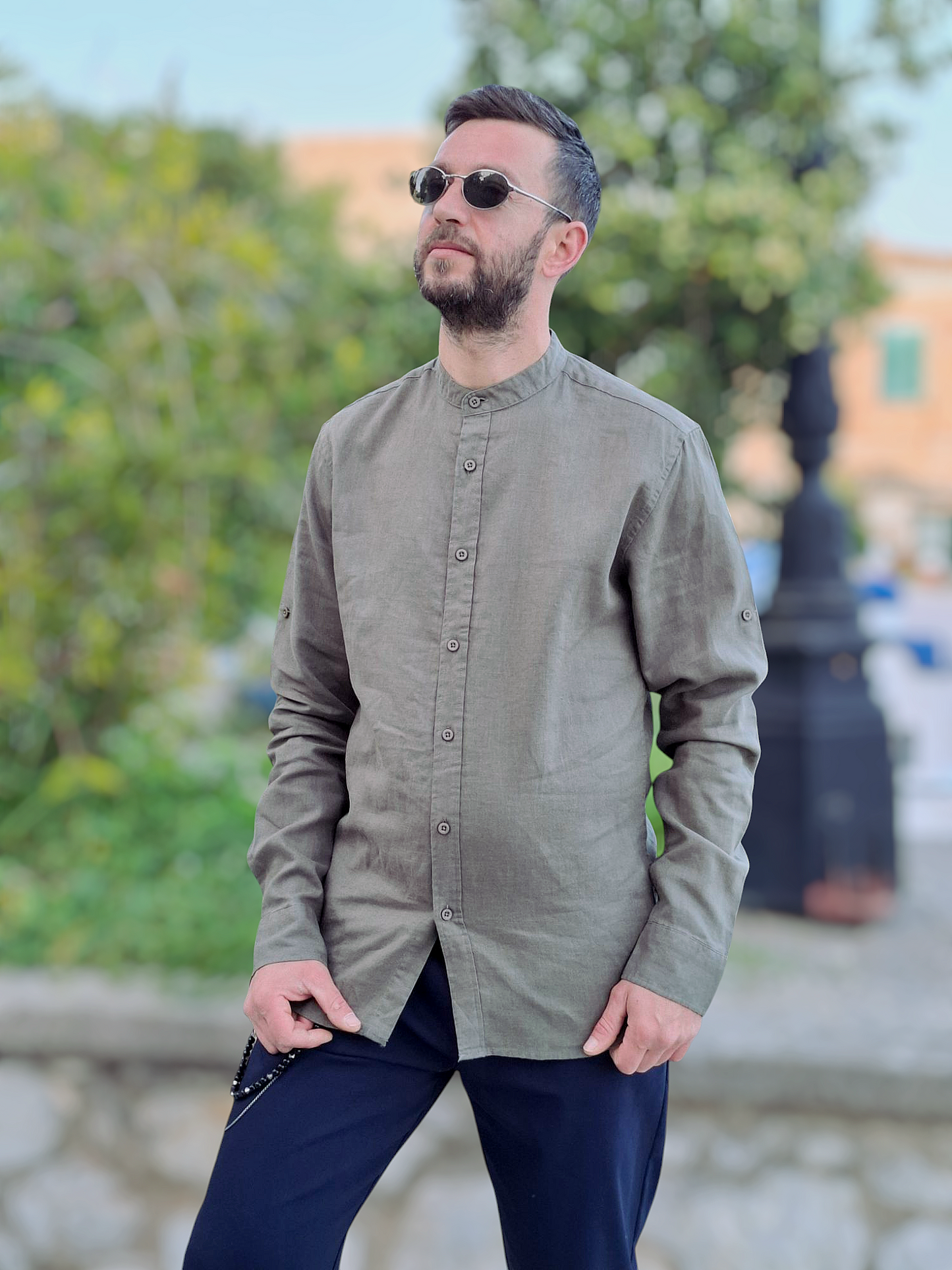 Πουκάμισο Linen Nautical - Χακί