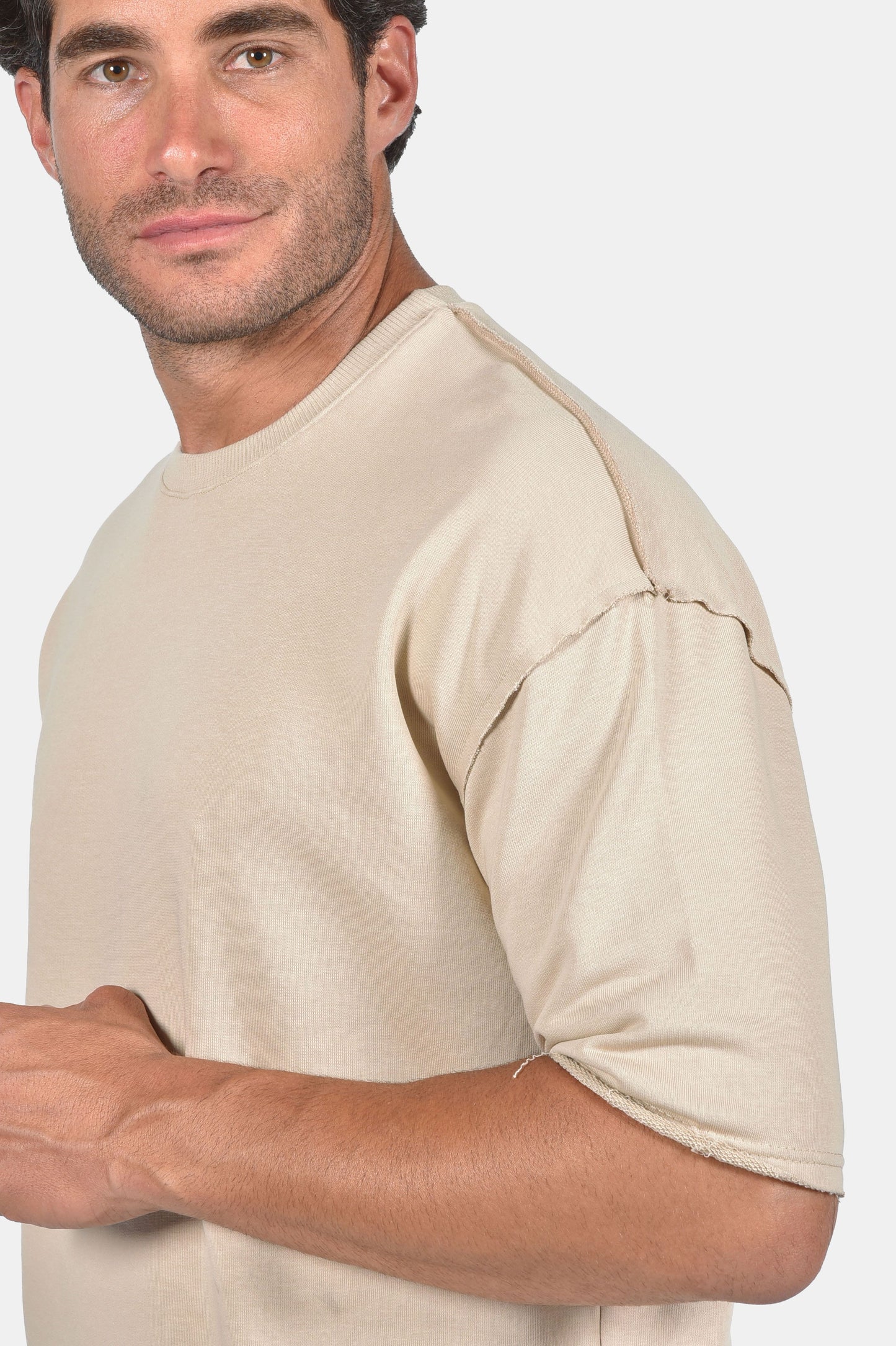 T-Shirt Oversized Σχεδιαστικό Two Brother - Μπέζ