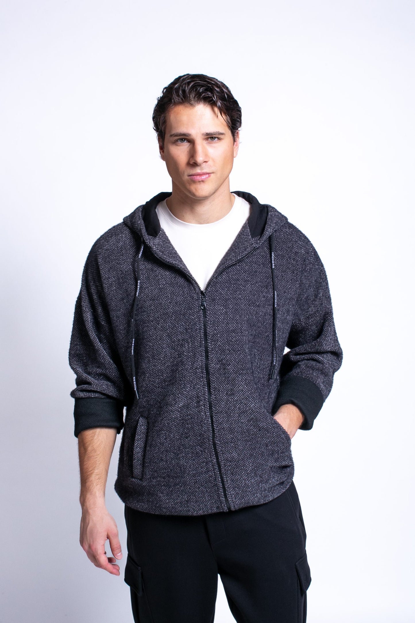 Ζακέτα Πλεκτή Hackers - Γκρί Μελανζέ