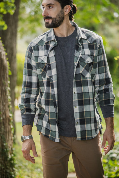 Πουκάμισο Φανέλα Καρό Dash&Dot  - Λαδί