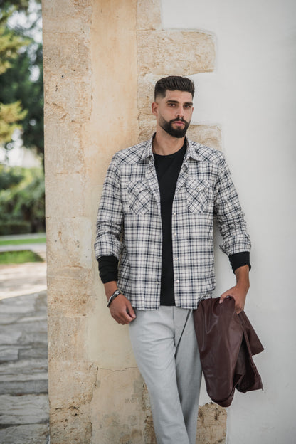 Πουκάμισο Φανέλα Καρό Dash&Dot  - Μπέζ