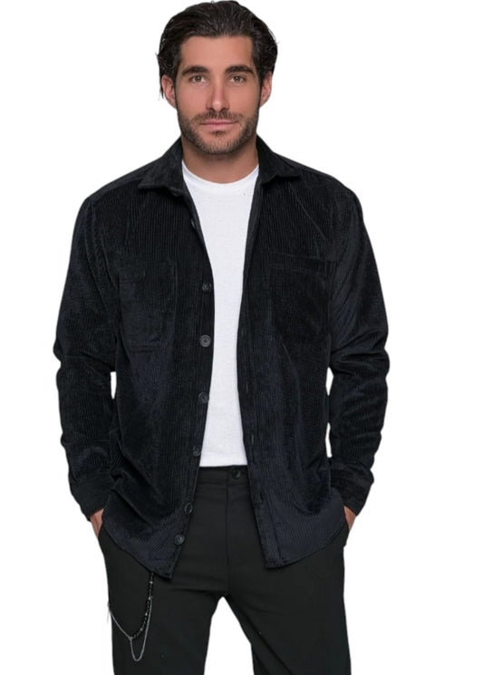 Πουκάμισο Overshirt Κοτλέ - Μαύρο