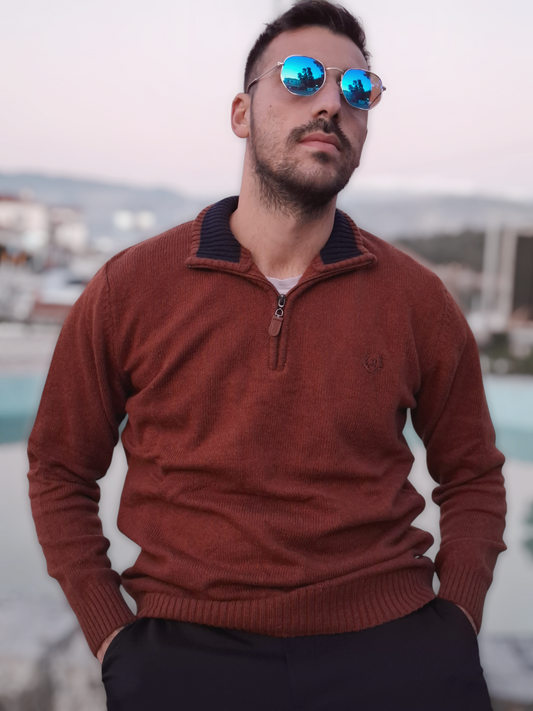 Πουλόβερ Μάλλινο BISSARO - Κεραμιδί