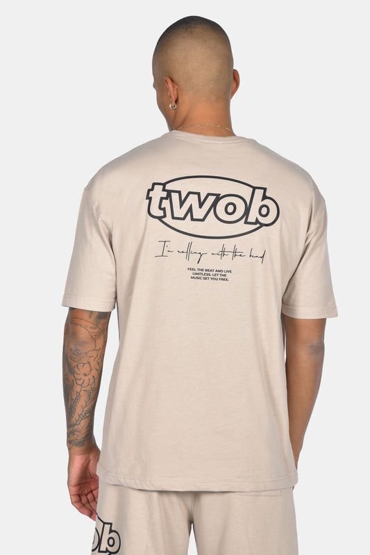 Ανδρικό Oversize T-Shirt Two Brothers Logo - Μπεζ