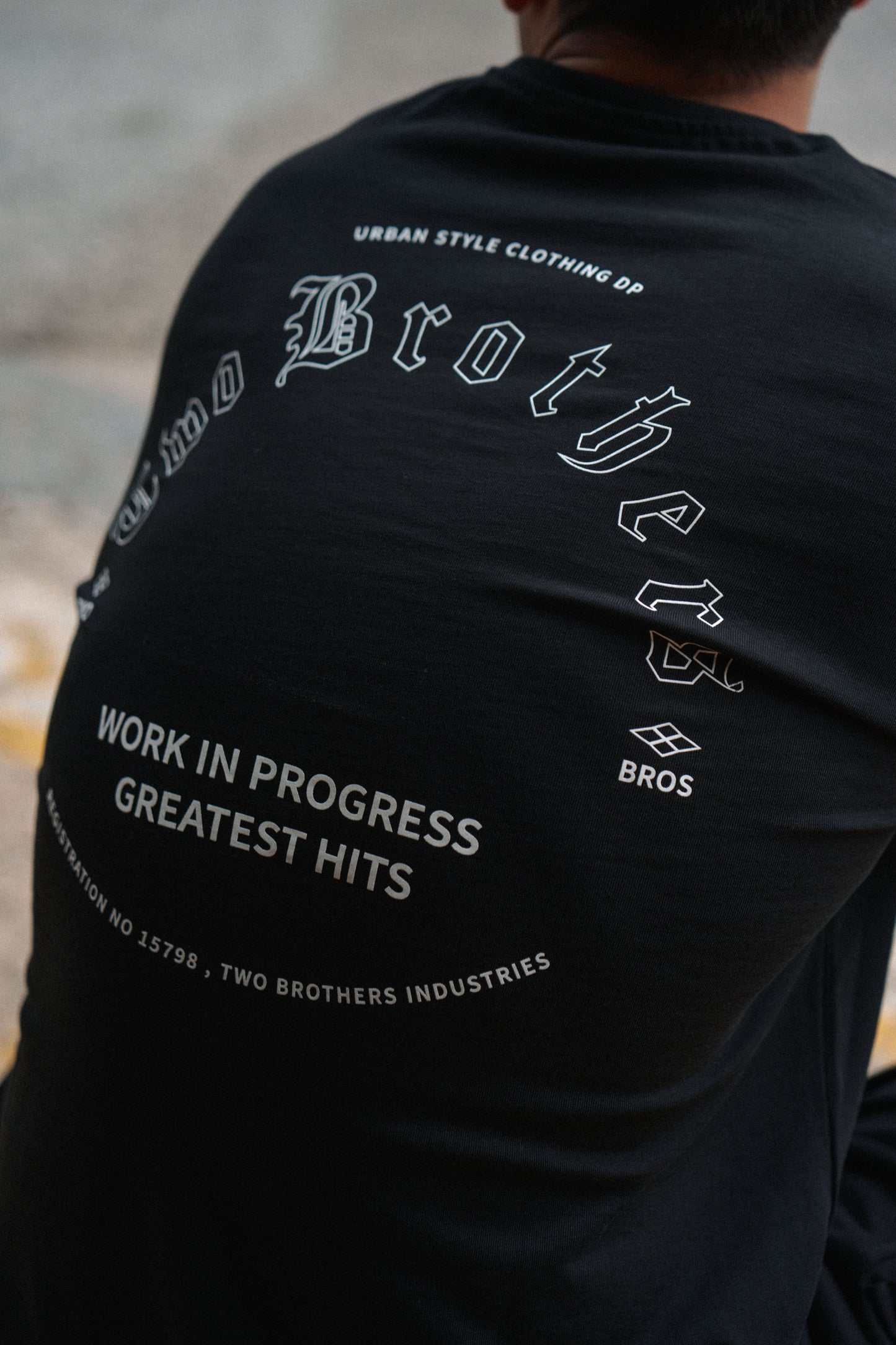 Oversized Ανδρικό T-Shirt Μαύρο Two Brothers