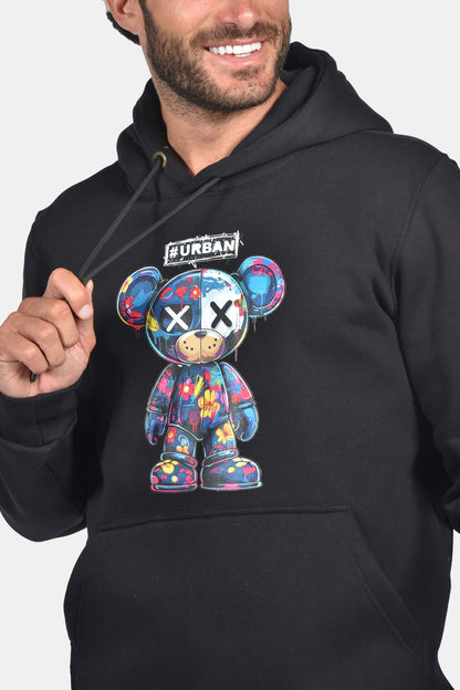 Ανδρικό Hoodie "Urban Bear" - Μαύρο