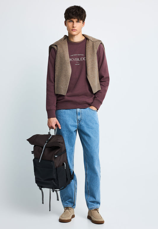 Ανδρική μπλούζα φούτερ crewneck Funky Buddha Shadow Mauve