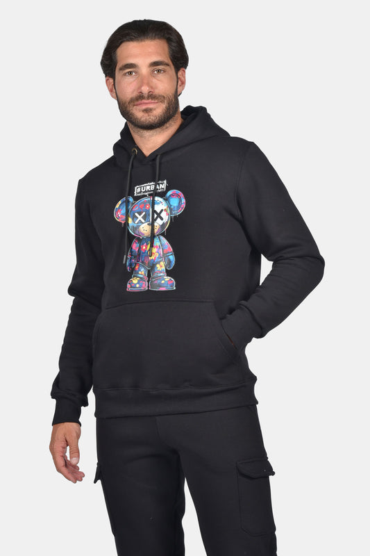 Ανδρικό Hoodie "Urban Bear" - Μαύρο