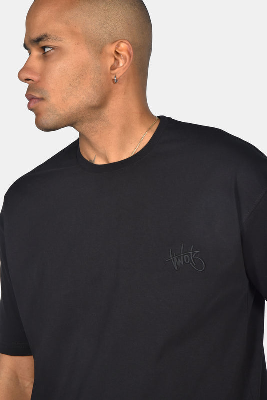 Oversized T-Shirt  με Κέντημα Logo Μαύρο