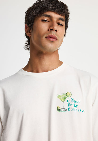 Ανδρικό T-Shirt Funky Buddha Margaritas Print Λευκό