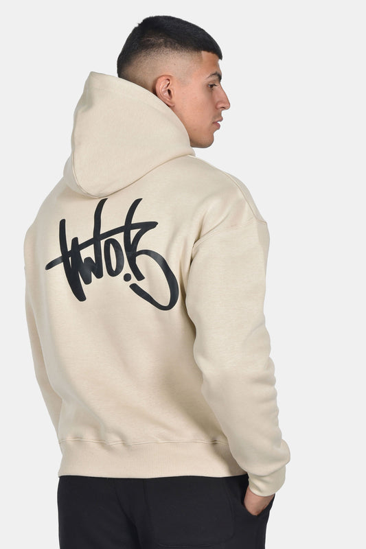 Oversize Hoodie Two Brothers Logo - Μπεζ