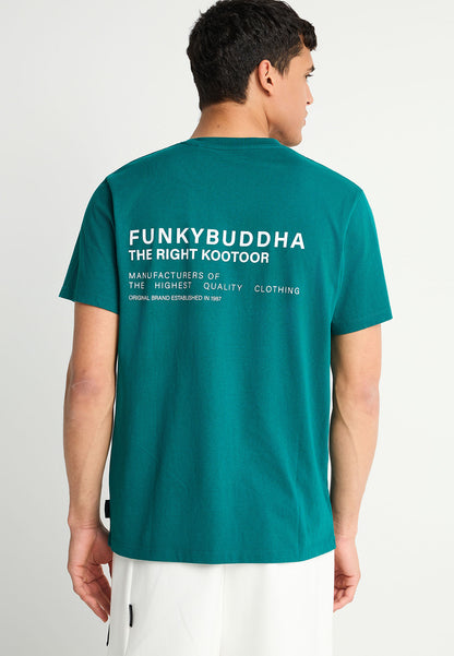 Ανδρικό T-shirt Logo Print Funky Buddha Πετρόλ