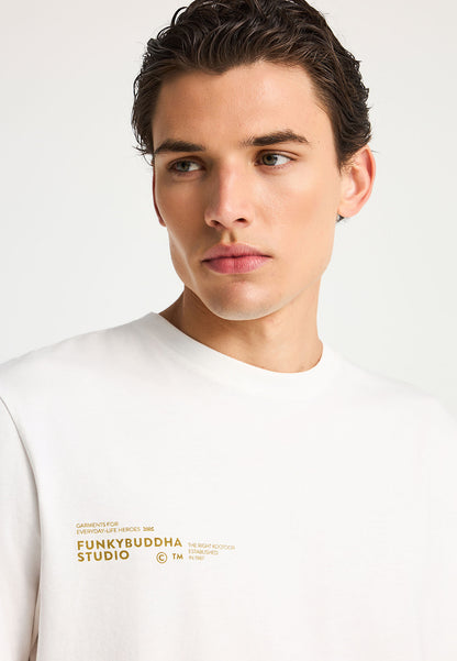 Ανδρικό T-shirt Logo Print Funky Buddha Off-White