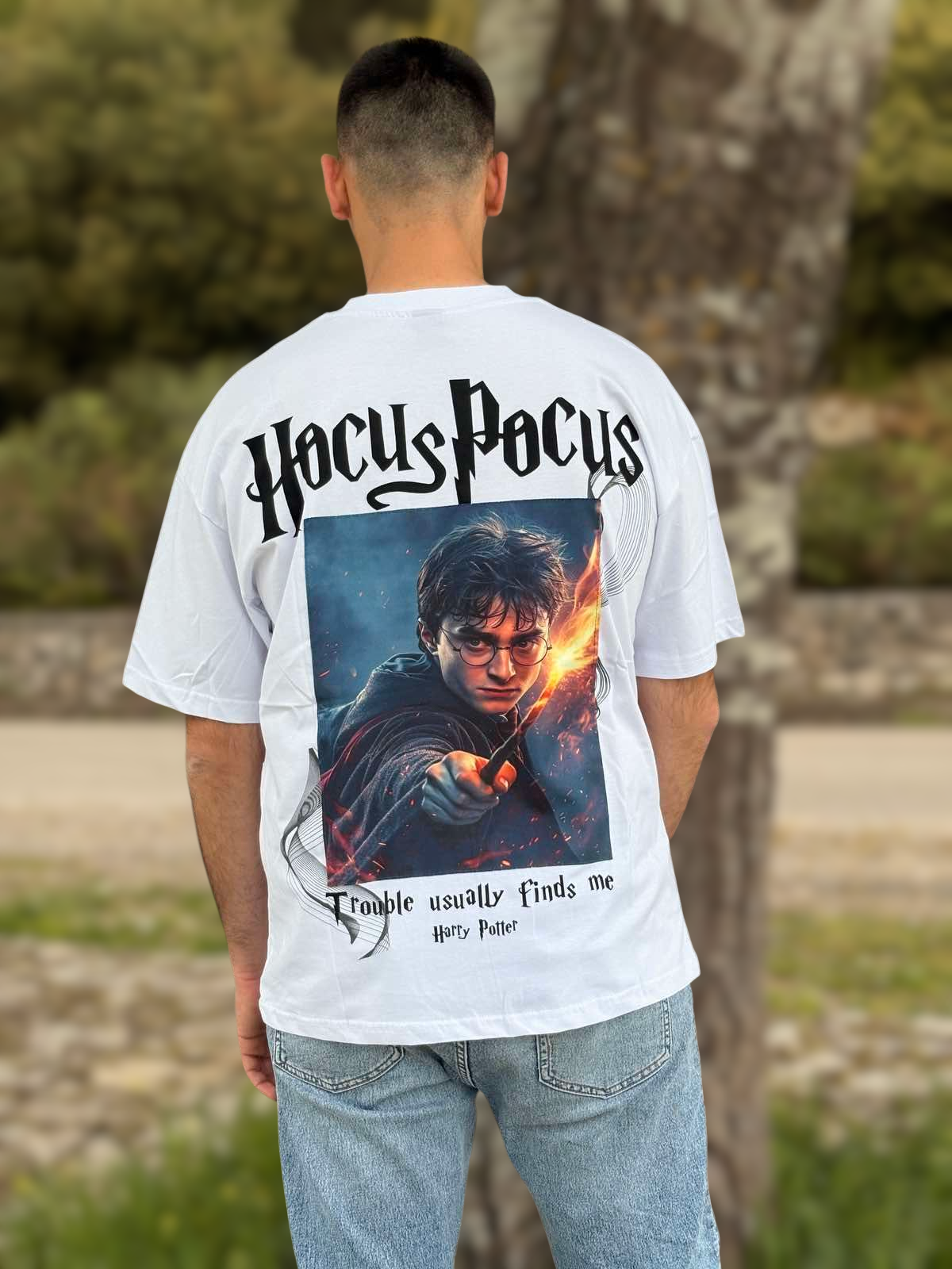 T-Shirt Oversize Wizard Logo - Λευκό