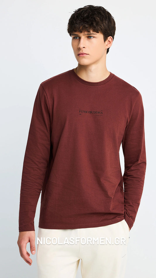 Ανδρική longsleeve Μπλούζα Funky Buddha Hot Chocolate