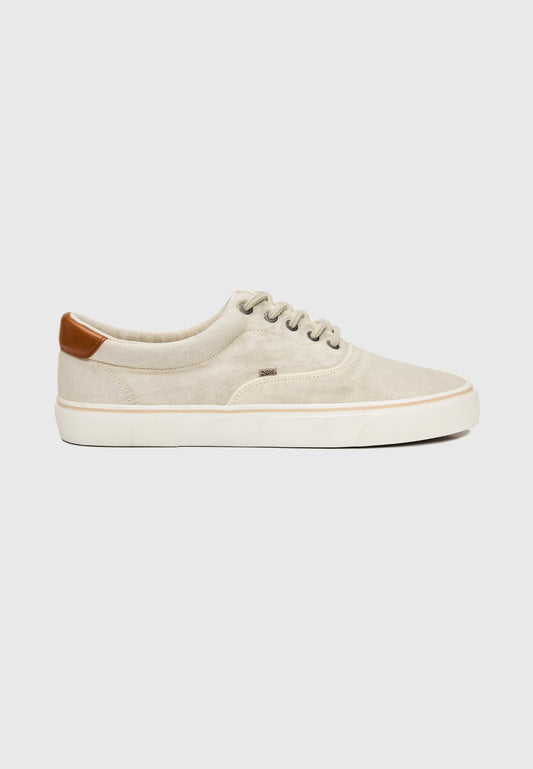 Ανδρικό Παπούτσι Casual Canva sneakers Εκρού
