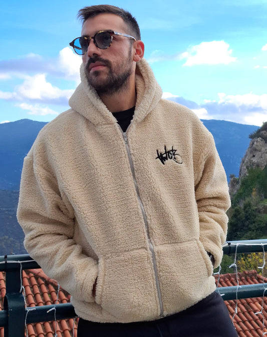 Ζακέτα Oversize Γουνάκι Two Brothers  - Μπέζ