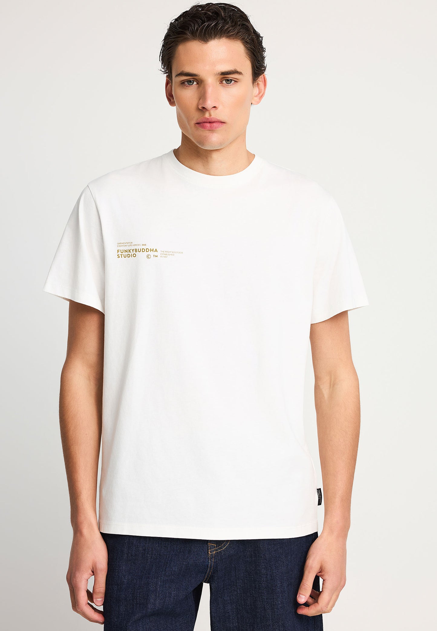 Ανδρικό T-shirt Logo Print Funky Buddha Off-White