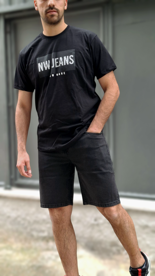 Τζιν Βερμούδα OXYGEN Regular Fit - Ξεβαμμένο Μαύρο