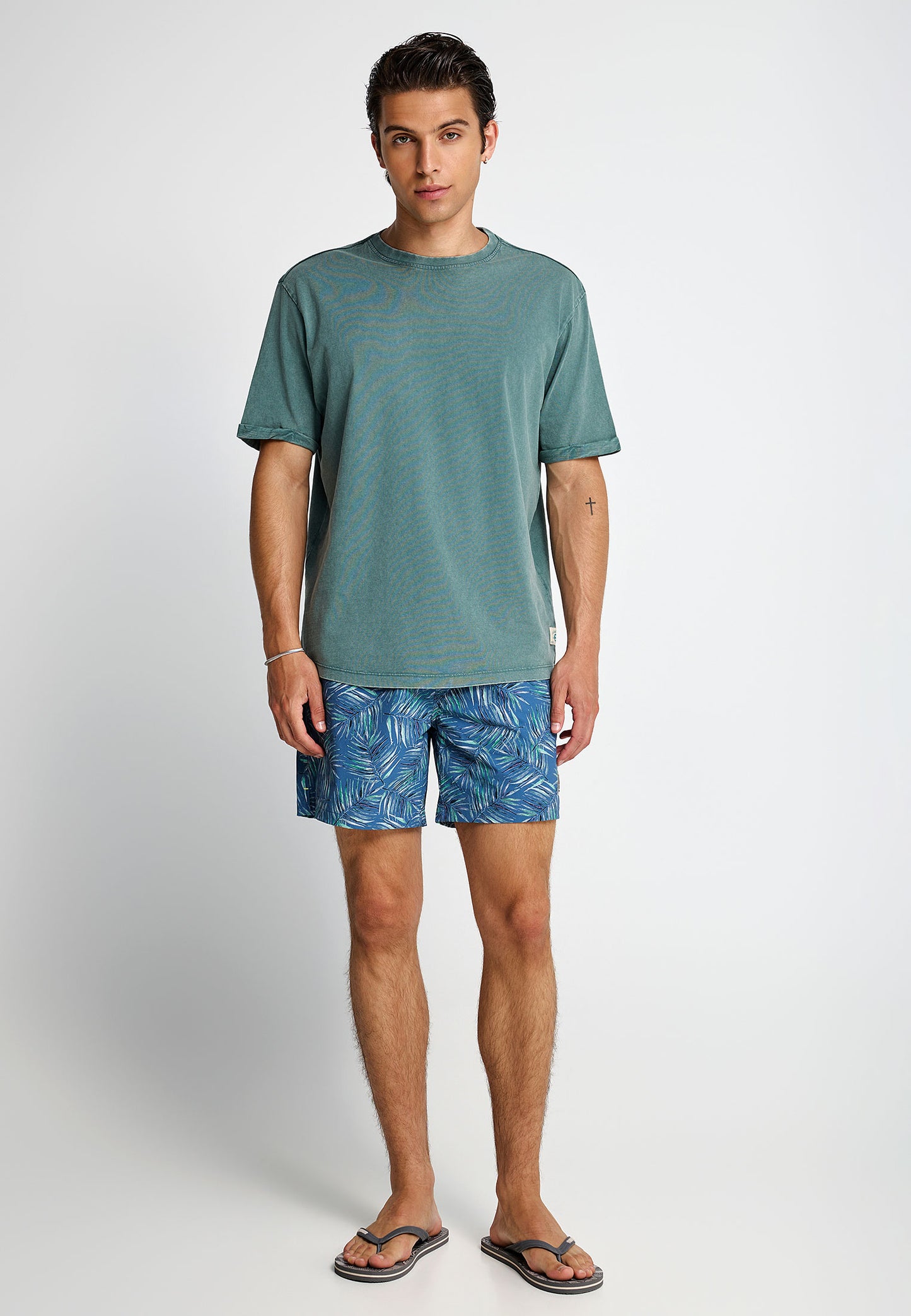 Ανδρικό Μαγιό Tropical Print Funky Buddha Μπλε