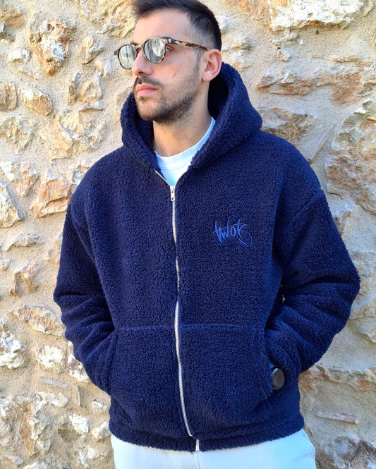 Ζακέτα Oversize Γουνάκι Two Brothers  - Μπλέ Σκούρο