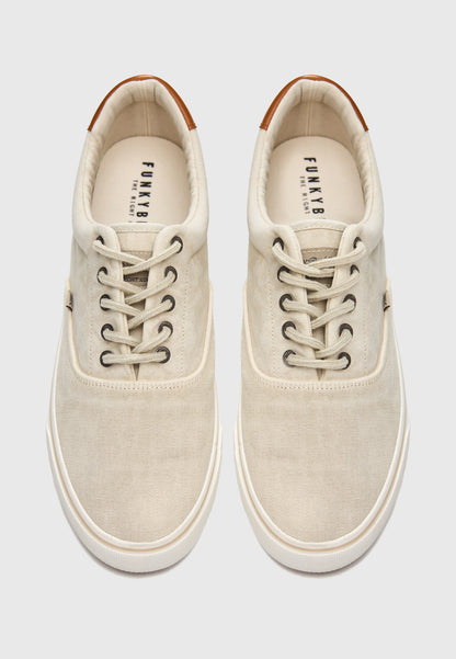 Ανδρικό Παπούτσι Casual Canva sneakers Εκρού