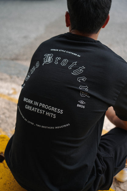 Oversized Ανδρικό T-Shirt Μαύρο Two Brothers