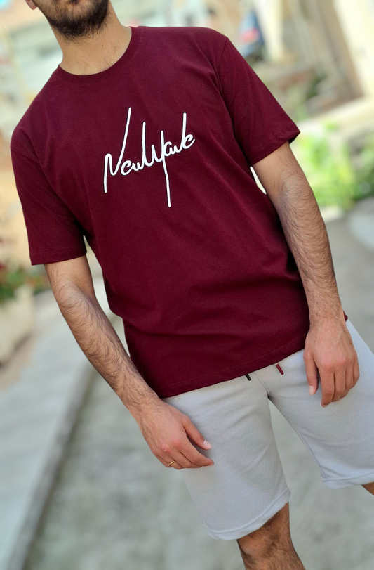 Oversize T-Shirt New Wave Logo - Μπορντό