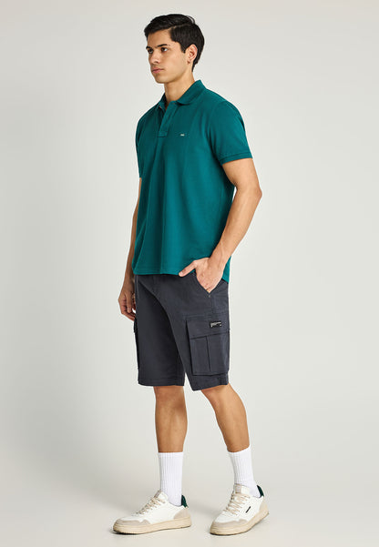 Ανδρικό polo Funky Buddha Essential Πετρόλ