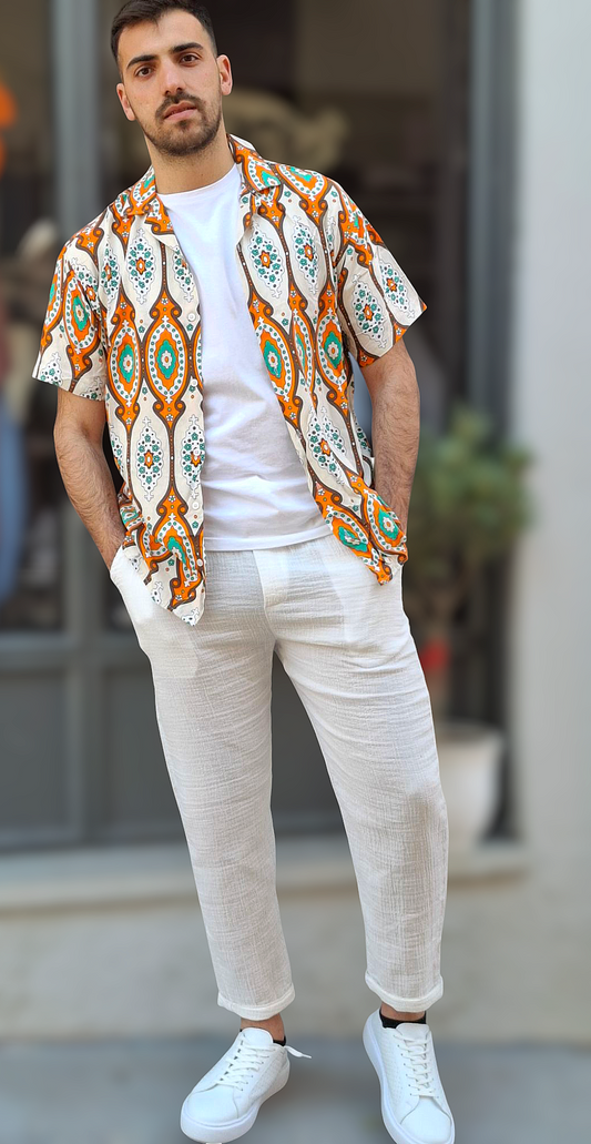 Πουκάμισο Vintage Paisley - Πορτοκαλί