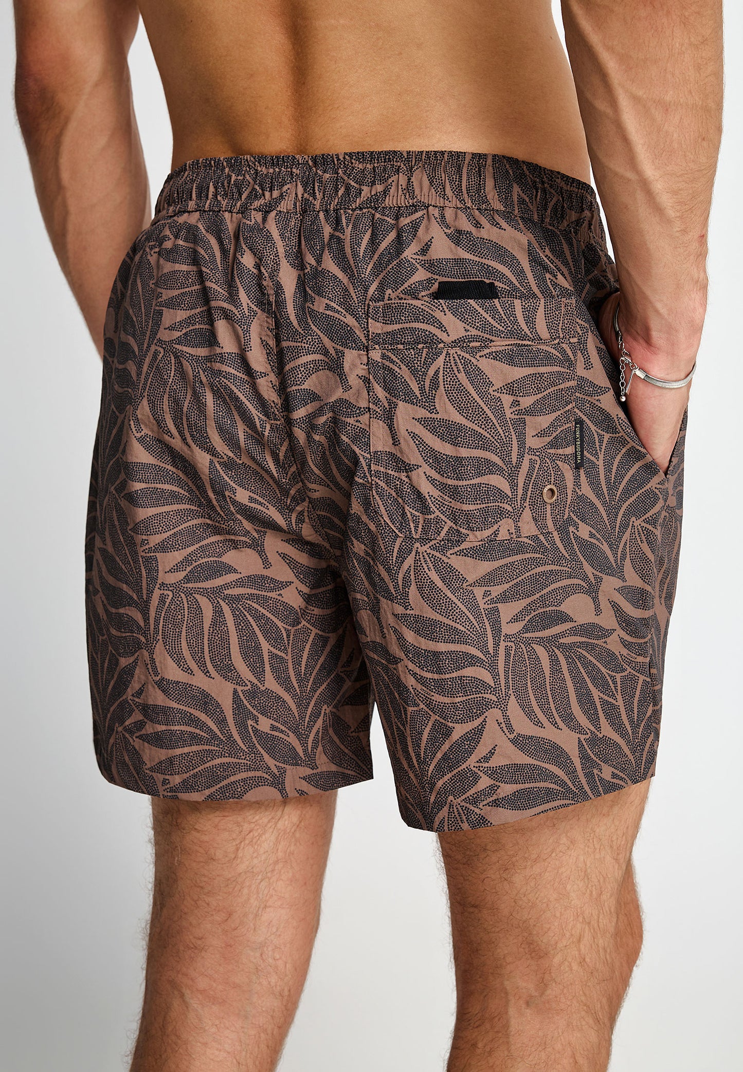 Ανδρικό Μαγιό Tropical Print Funky Buddha Καφέ