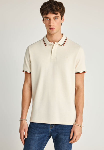 Ανδρικό Polo T-shirt Funky Buddha Εκρού