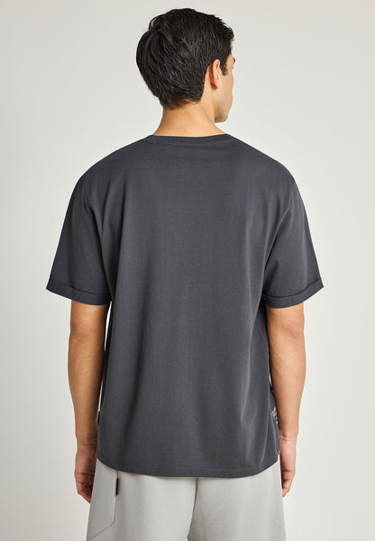 Ανδρικό T-Shirt Relax Fit Funky Buddha Ανθρακί