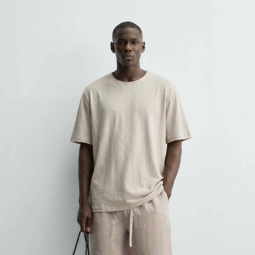 Ανδρικό Oversized T-Shirt Amg Kedi Μπέζ