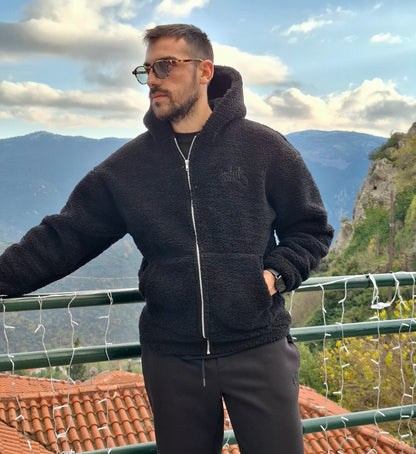 Ζακέτα Oversize Γουνάκι Two Brothers  - Μαύρο