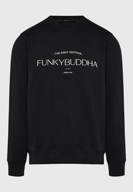 Ανδρική μπλούζα φούτερ crewneck Funky Buddha Μαύρη