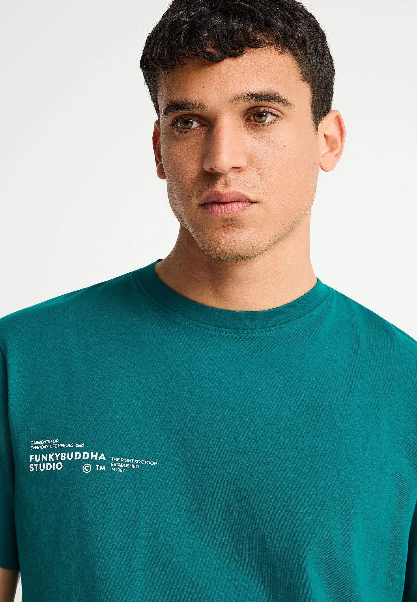Ανδρικό T-shirt Logo Print Funky Buddha Πετρόλ
