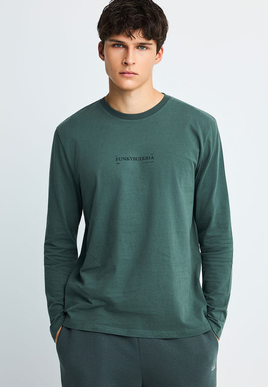 Ανδρική longsleeve Μπλούζα Funky Buddha Πράσινη
